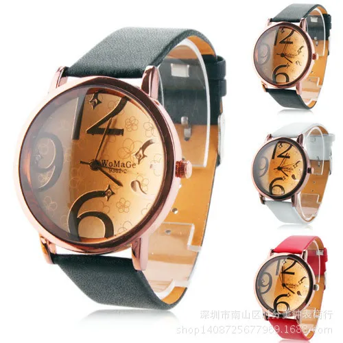 Модные женские мужские и кварцевые часы унисекс с большим номером циферблатом из