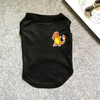 Black Милые модные детские топы с изображением Pokemon летняя футболка корги Шнауцер жилетка, одежда для домашних животных Одежда для домашних животных кошка собака одежда костюм для мопса GZC20 - Цвет: Black