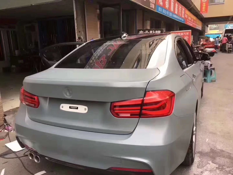 Сатиновая цементная серая Виниловая пленка для отделки автомобиля с воздушным