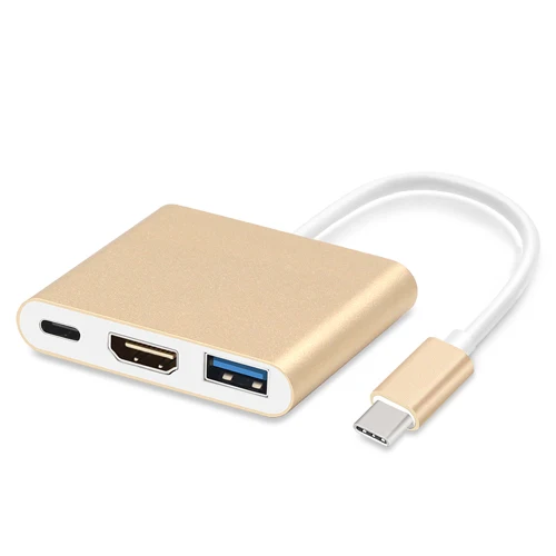 Gold GOOJODOQ USB C type C концентратор USB 3,1-HDMI 4K адаптер конвертер кабель для Macbook Pro Macbook 2K 4K USB-C HDMI концентратор - Цвет: Gold