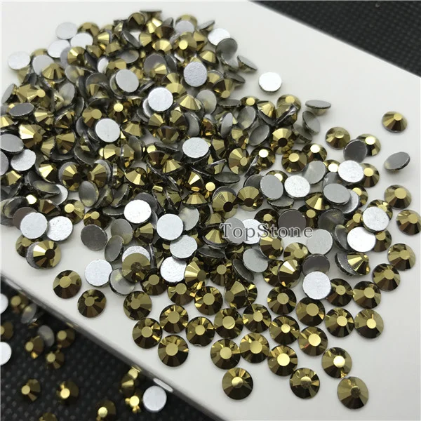 Gold Hematite TopStone Mult Размеры цвета кристалл не горячей фиксации Стразы супер яркие стеклянные стразы для 3D дизайна ногтей Самоцветы Сделай Сам платье одежда - Цвет: Gold Hematite