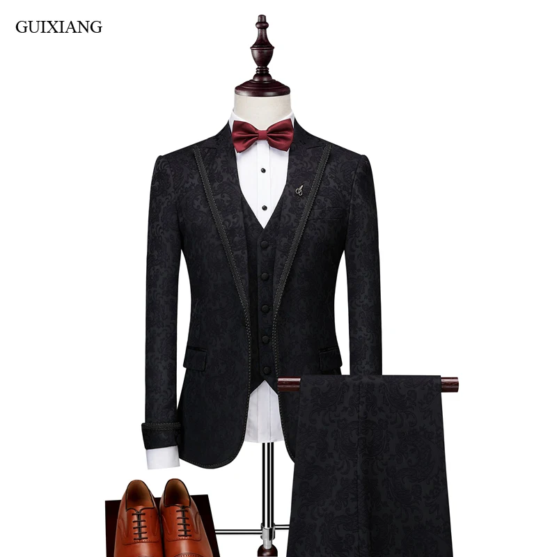 

New Arrival Style Men High-end Boutique Leisure Suits Business Casual Slim Three-piece Suits Blazer Male Dinner Suit Dress M-3XL