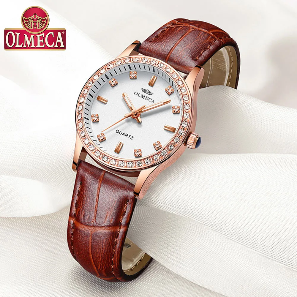 

OLMECA Brand Women's Watches Fashion Leather Wrist Watch Women Watches Ladies Watch Clock Mujer Bayan Kol Saati Montre Feminino