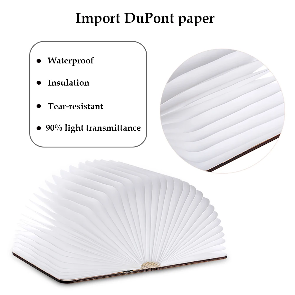 Портативный USB Перезаряжаемый книжный светильник деревянная книга ночник