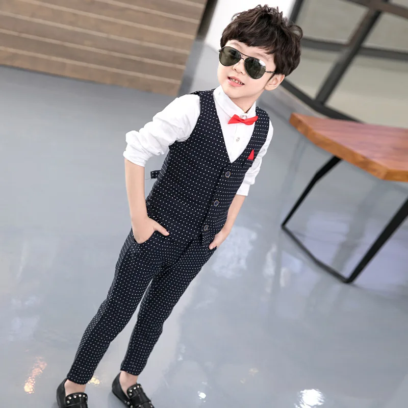 

Wedding Suit For Boy 2Pcs Vest+pants Boys Formal Tuxedos Set Boys Suits For Weddings Boy Spring Clothing 3-10T