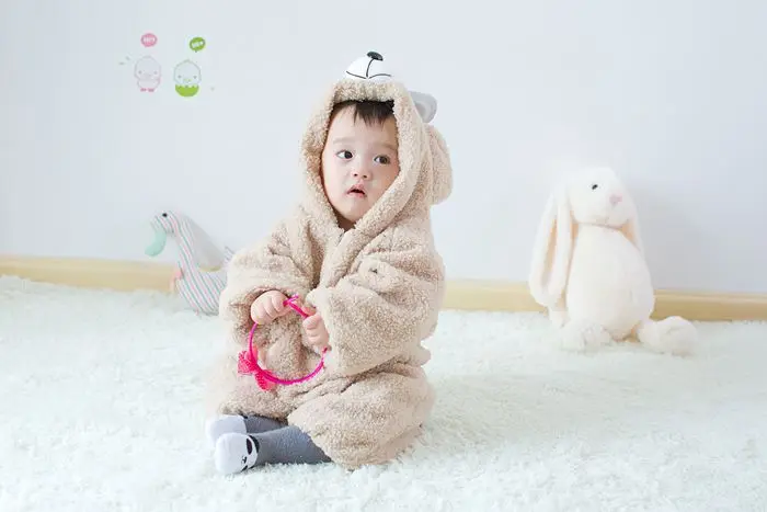 Высокое качество, детская зимняя милые медведи Duffy и shelliemay Комбинезоны пижамы костюмы комбинезоны для малышей, Комплект детских зимних бархатных курток