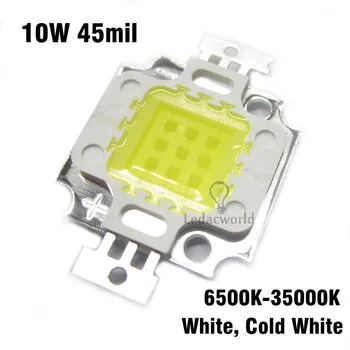 1000pcs 10W High Power SMD LED Bead Chip 45mil White 6500K DC9-11V