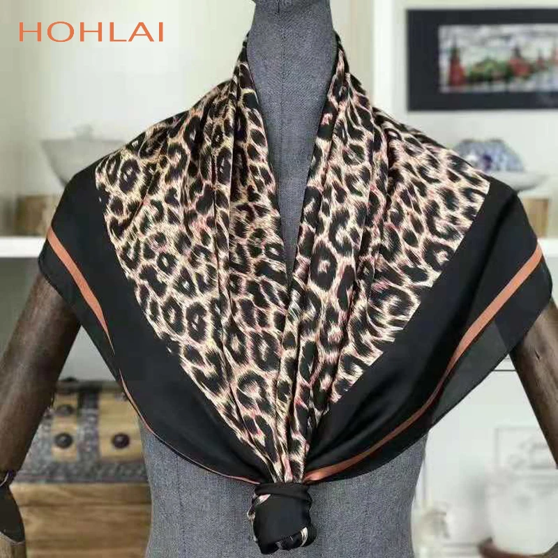 

yishine New 90x90cm Women Multifunction Polyester Silk Scarf Sexy Leopard Printed Satin Small Square Wraps Scarves Shawl Shawls