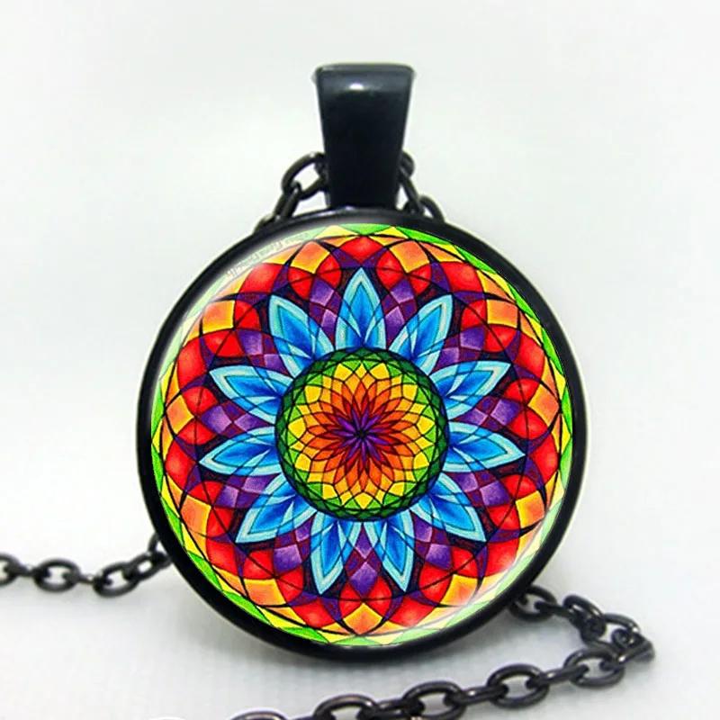 1 шт. разноцветная стеклянная подвеска в виде цветка Хны|yoga pendant|necklace vintagemandala necklace