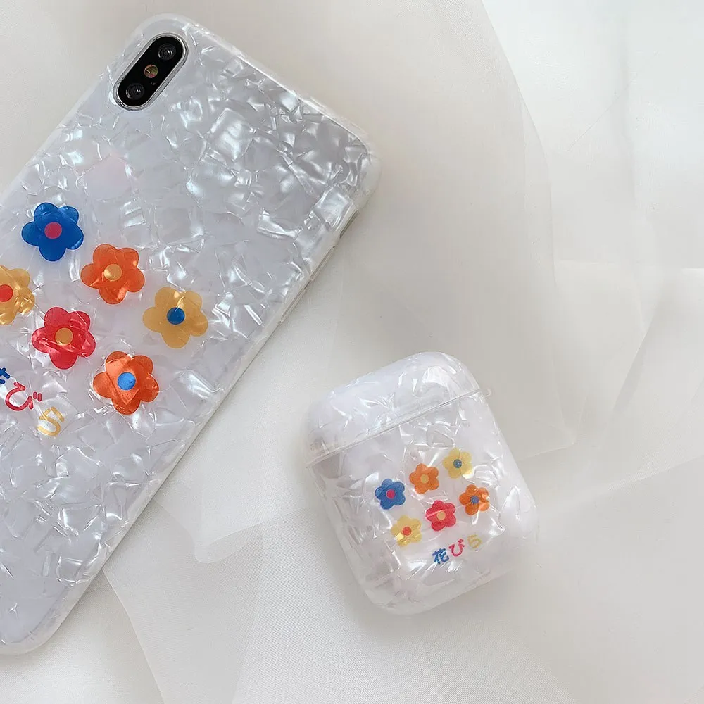 Силиконовый беспроводной Bluetooth футляр для наушников для Apple Airpods ракушка цветок наушники защитный чехол для AirPods чехол