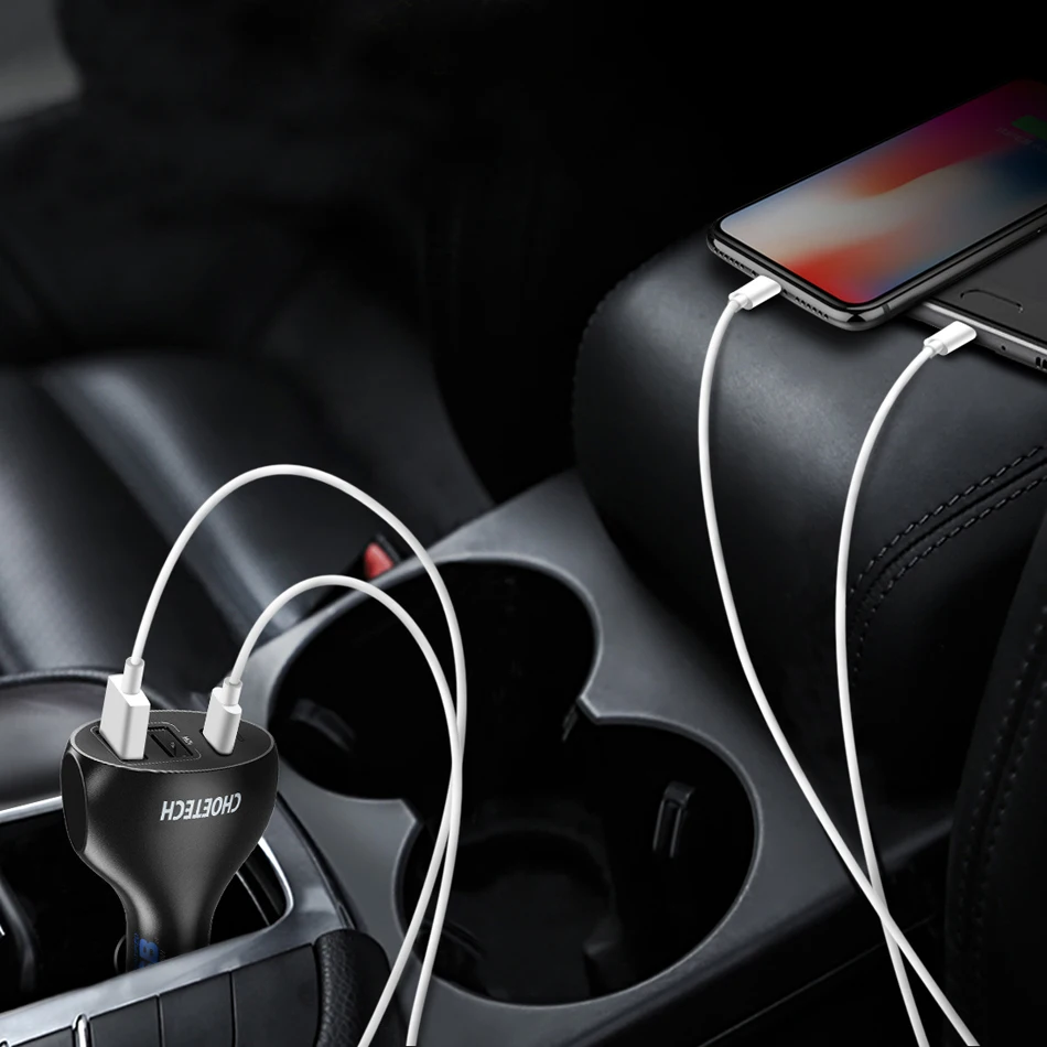 CHOETECH 30 Вт USB C автомобильное зарядное устройство с доставкой питания 3 порта Type