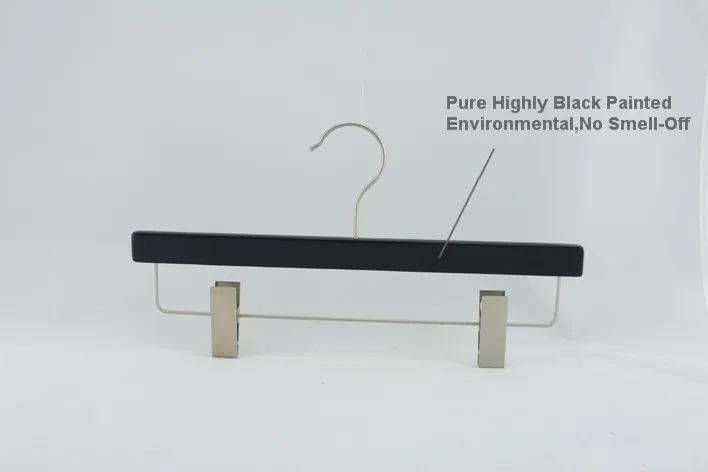 [Бесплатная доставка] черная деревянная вешалка для штанов с зажимами (12 шт./лот) |