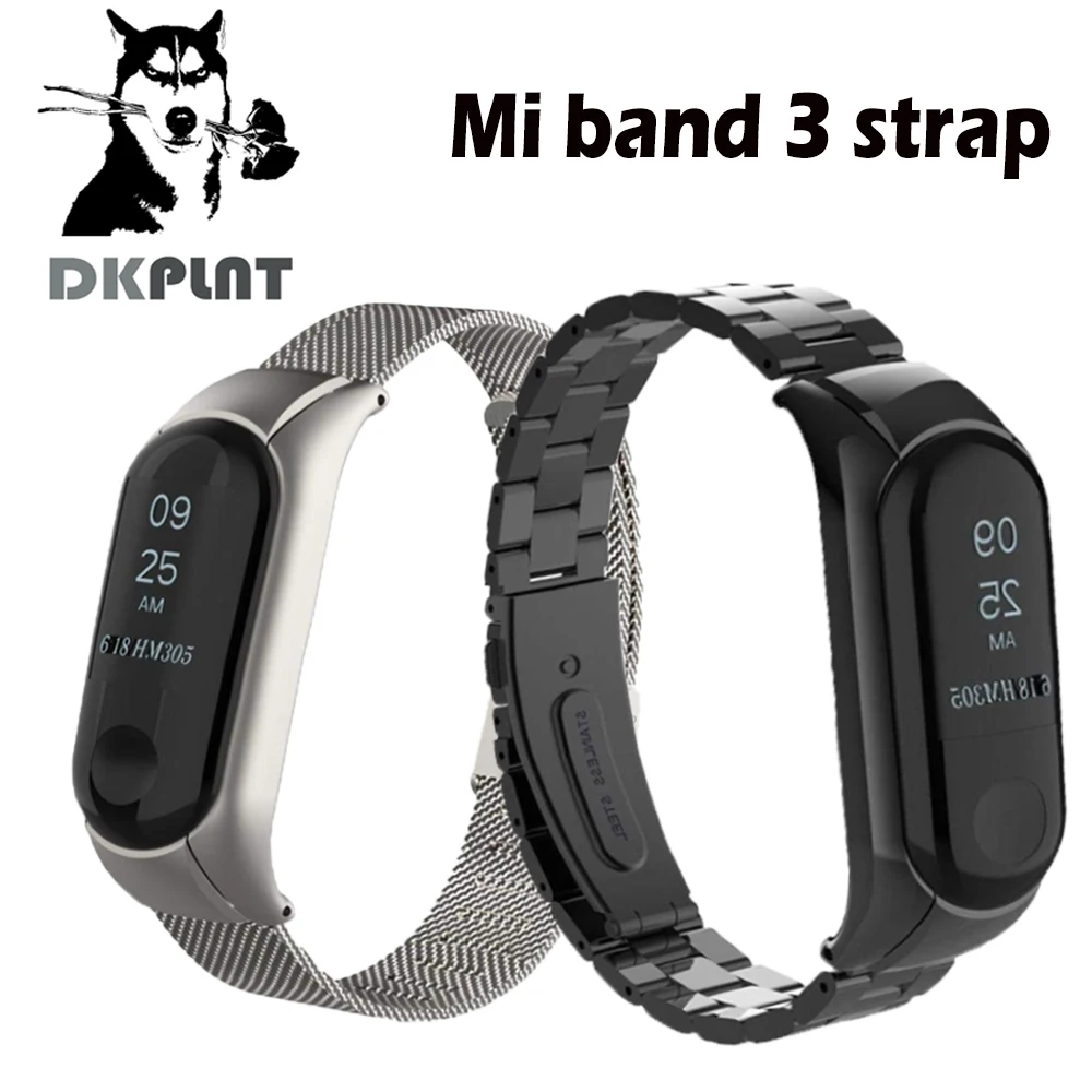 DKPLNT band 3 браслет металлический ремешок на запястье Безвинтовой браслет из нержавеющей стали напульсники mi Band 3 ремешок для Xiaomi mi band 3