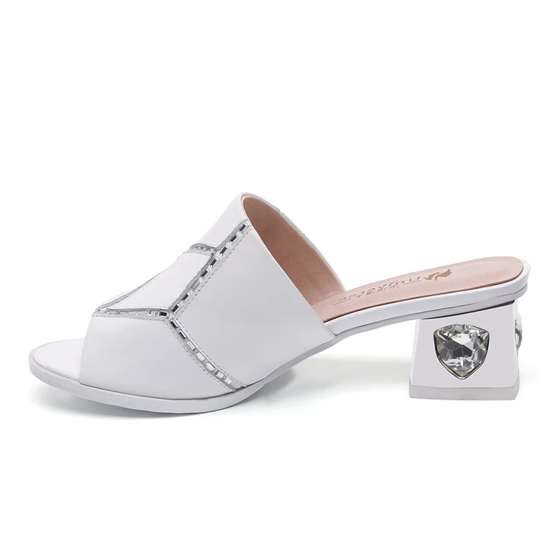 Вселенная женские тапочки Натуральная кожа Обувь летние шлепанцы квадратный