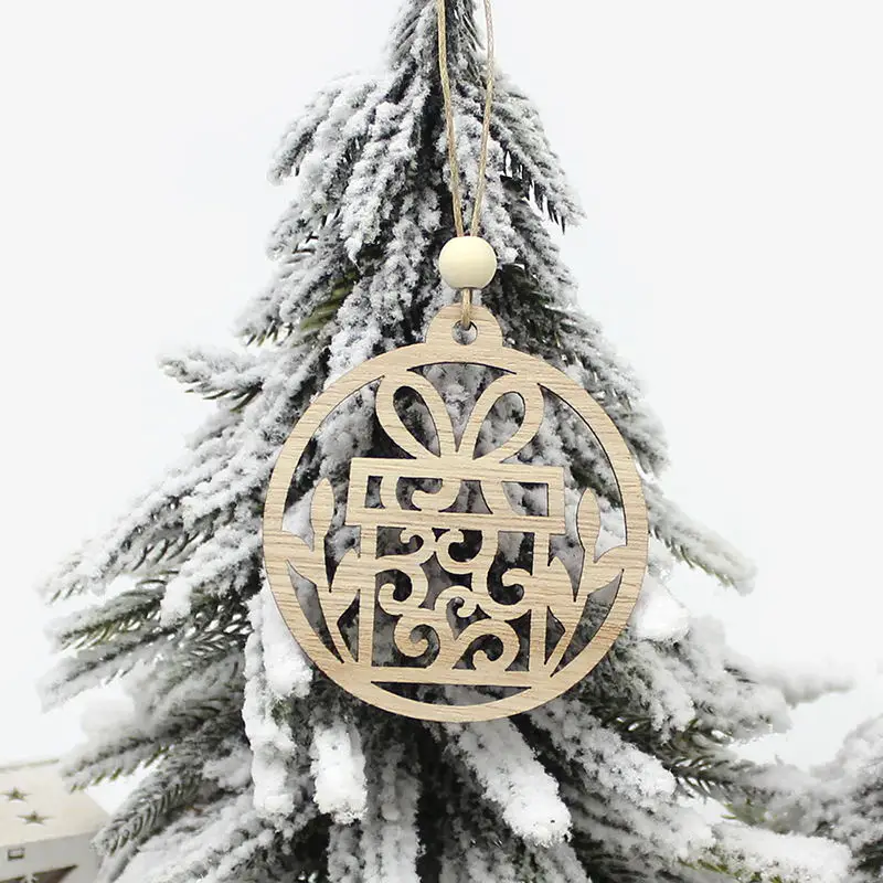 Gift HUADODO 6 шт. деревянные фишки Рождественские Подвески Украшения для рождественской елки украшения для дома Рождественская поставка украшений для вечеринок - Цвет: Gift