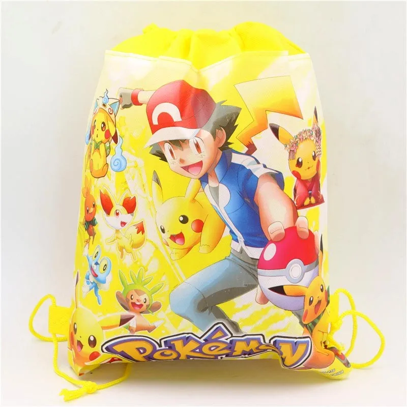 День рождения Pokemon go мешки Drawstring Мультфильм Дети сувениры Baby Shower Пикачу украшения