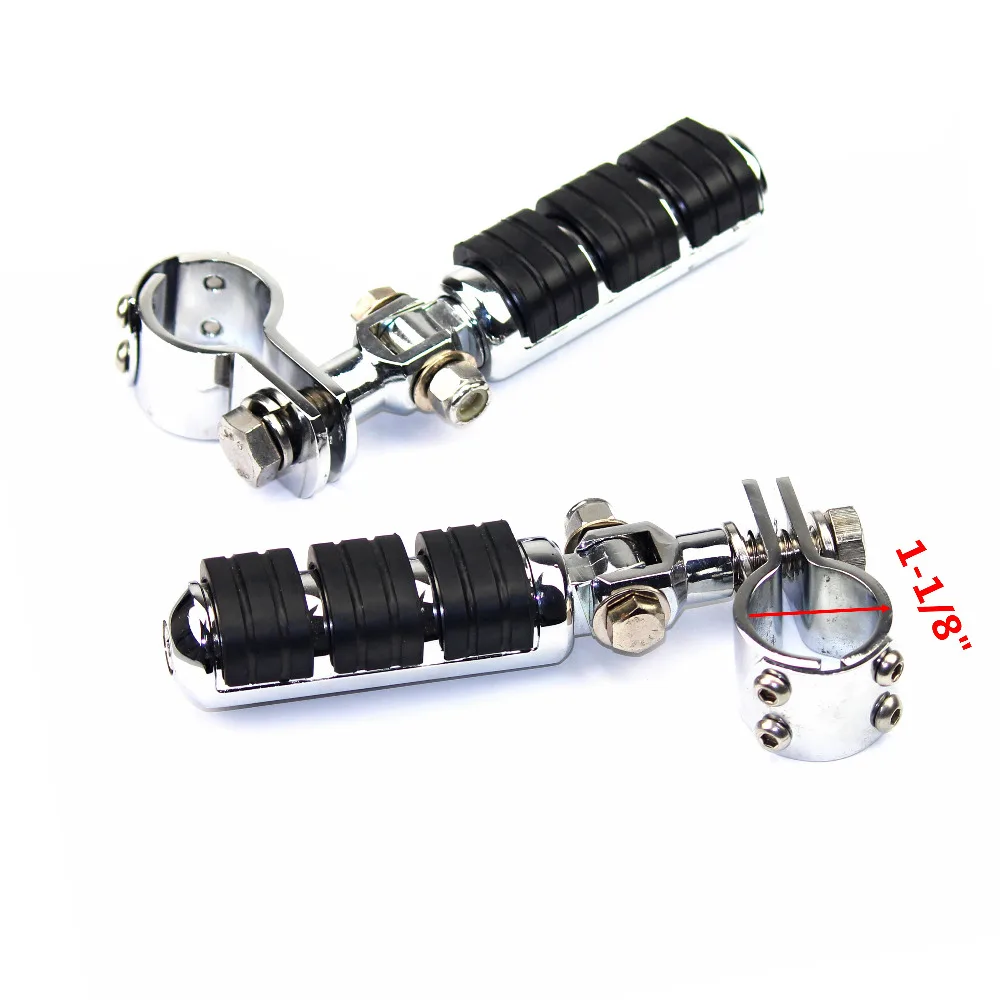 

Adjustable Motorcycle Foot Pegs Footrest with 1-1/8" Clevis Clamps Mount For Harley Dyna Touring Sportster XL 883 XL 1200
