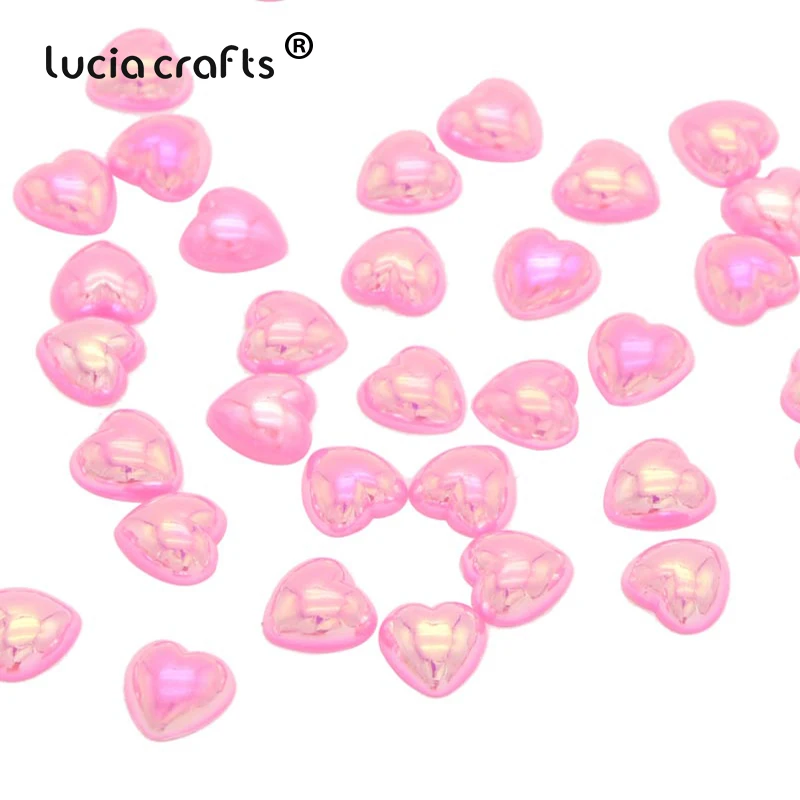 Продажа Lucia Crafts 100 шт. 10 мм бусины в форме сердца из АБС пластика с плоской обратной