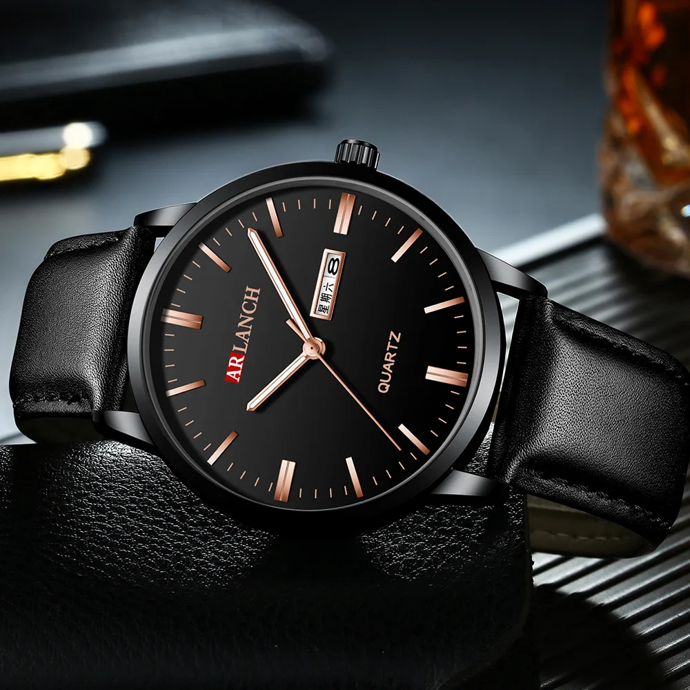 Men's Week Calendar Double Display Quartz Waterproof Watches Stainless Steel Net Belt Business Wristwatch Relogio Masculino | Наручные