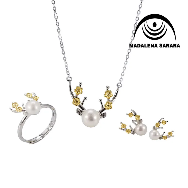 

Женское Ожерелье с кулоном MADALENA SARARA, серебро 925 пробы с пресноводным жемчугом, в азиатском стиле, милый ювелирный набор для девочек