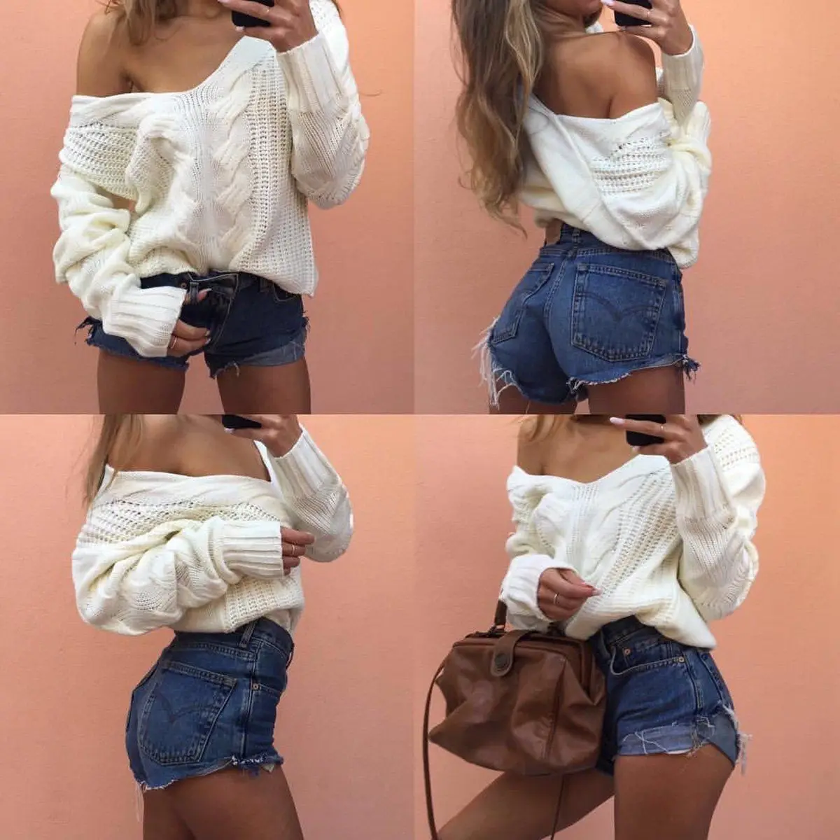 Зимний вязаный свитер Для женщин осень 2017 г. белый Sexy Глубокий V Средства ухода за
