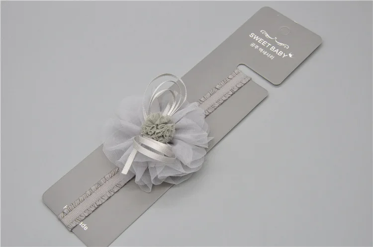 

Boutique 15pcs Fashion Gauze Pom Pom Floral Headbands Solid Flower Soft Hairbands Newborn Princess Headwear Hair Accessories