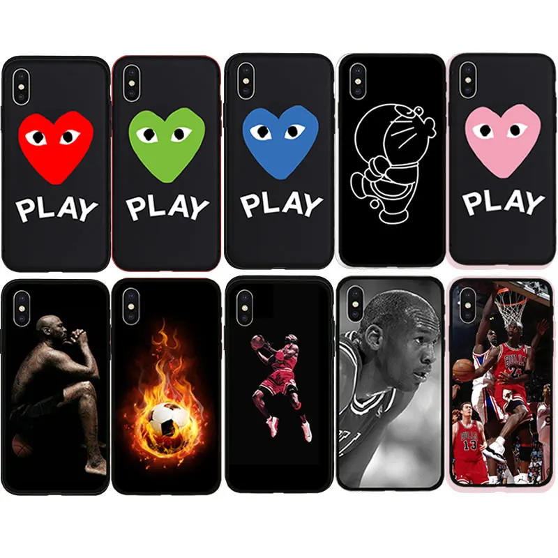 Play Heart Soft Black TPU Case for iPhone 5 5s SE 10 X Xs Max XR Phone Cover For Apple 6 6s Plus 7 7Plus 8 8Plus |