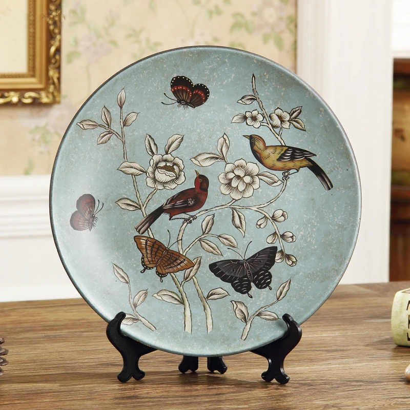 

Home Furnishing creative decoration plate European living ornaments disc ceramic crafts The magpies Decoration Crafts