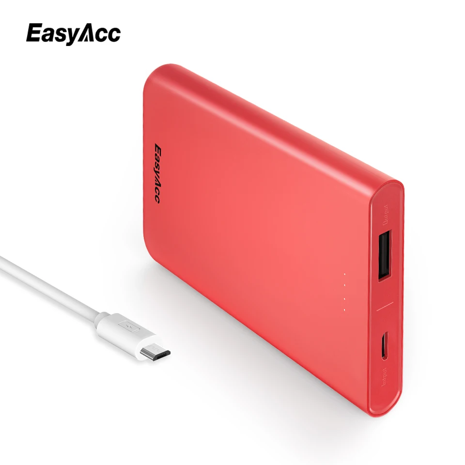 Внешний аккумулятор Easyacc 10000 мАч для Xiaomi Mi 5V/2A USB порт тонкий портативный - Фото №1