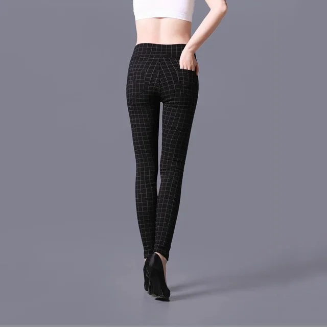 YSDNCHI High Waist Women Trousers Workout Pencil Pants Elastic Legging Printed Skinny Stripe Black Ankle Length 6