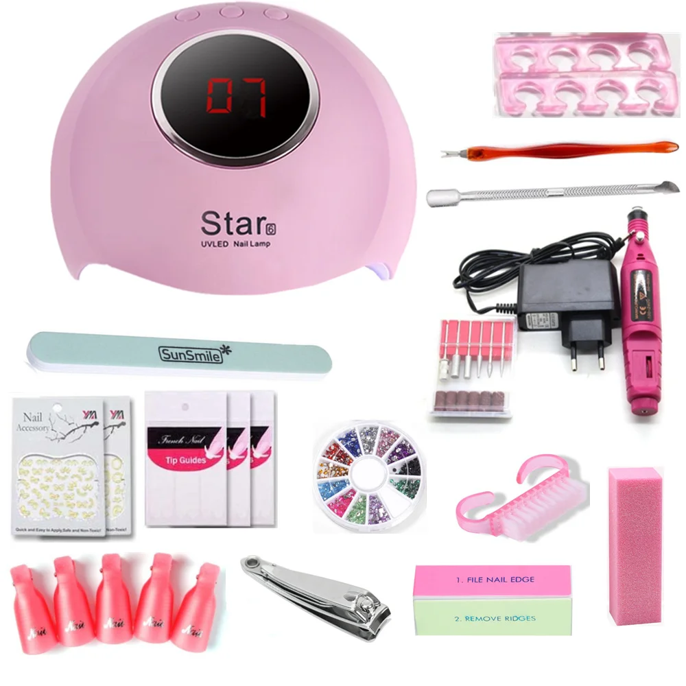 Маникюрный набор 36 Вт УФ лампа для ногтей полировщик 20000 ОБ/мин без лака клей