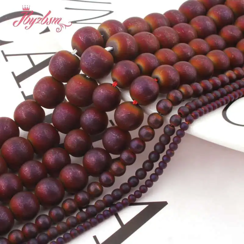 3 4 6 8 мм морозный круглый шар бусины фиолетовый гематит натуральный камень для DIY