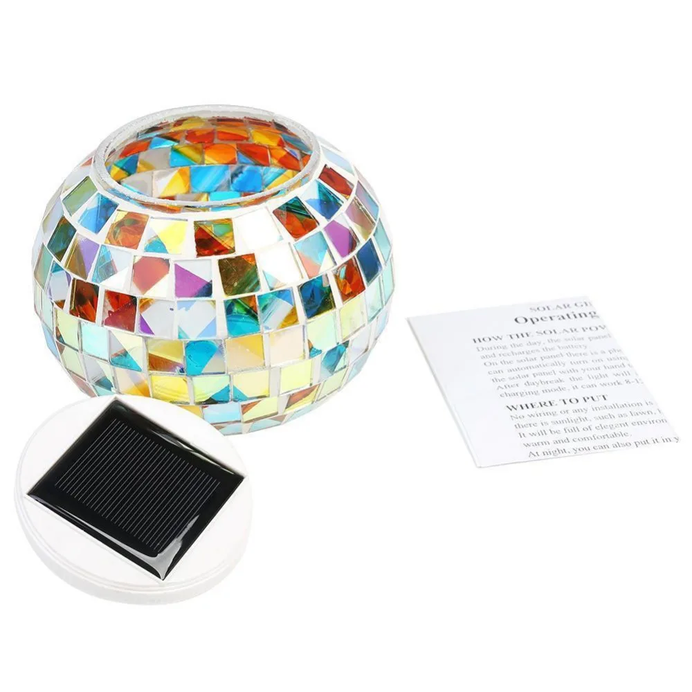 1 шт. перезаряжаемый Ночной светильник мозаичное стекло уличный шар на солнечной