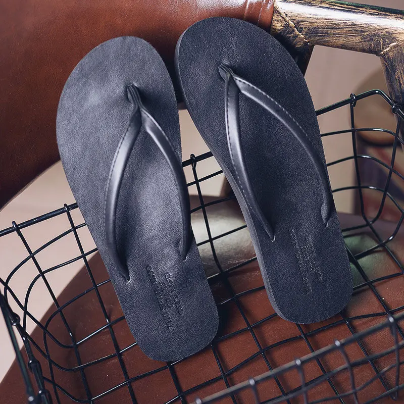 BLACK Wooy! YOOW летние Мужские тапочки пляжные шлепанцы из дышащего материала на плоской подошве, из ЭВА; нескользящая домашняя обувь; Уличная обувь - Цвет: BLACK