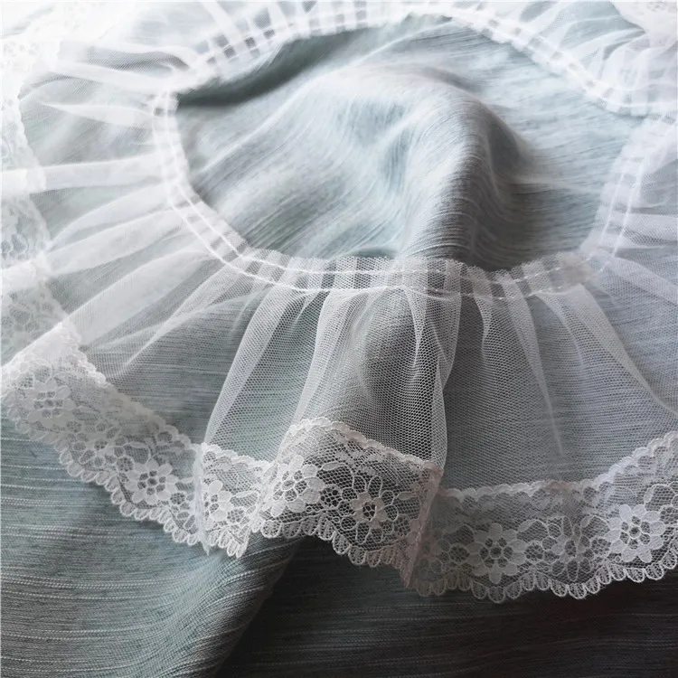 1 метр мягкий белый тюль кружевная отделка гофрированная газовая ткань высокое