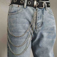 unisex punk hip hop trendy mens belt waist chain multilayer male pants chain jeans punk silver metal pants chains
