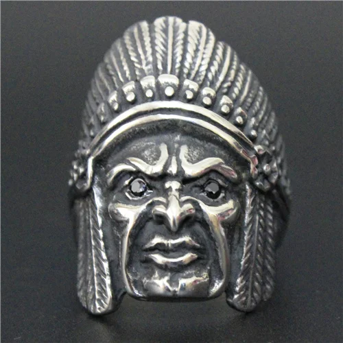 Мужское кольцо с индейцами Cheyenne байкерское из нержавеющей стали 316L в