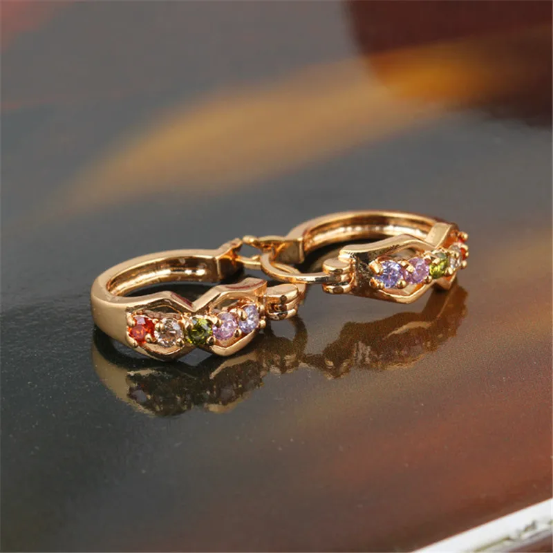 Romantic Hoop Earrings 18K Gold Plated CZ Stones Fashion Women Attractive Earing High Quality JewelleryFree Shipping ER148 | Украшения и