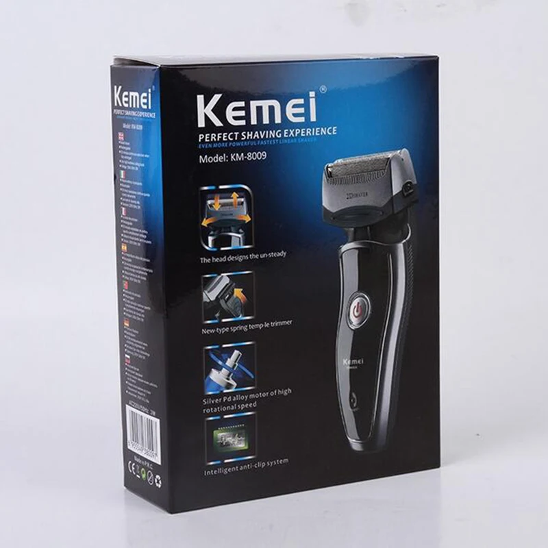 Kemei km 8009 Водонепроницаемый Перезаряжаемые электробритвы Твин лезвия электронный