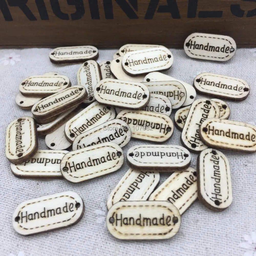 

1000pcs Natural Rustic Wood Square Oval Handmade Chips Buttons Embellishments 24x12mm Connectors DIY Crafts