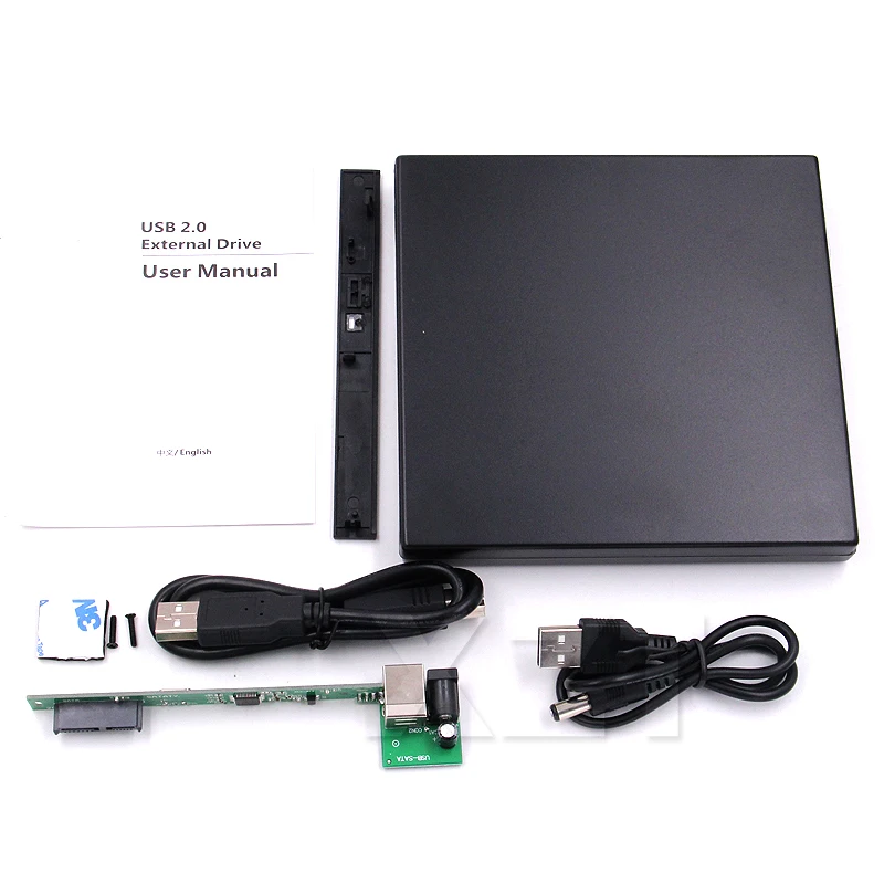 1 шт. USB 2 0 SATA Внешний привод DVD CD Rom IDE чехол 12 7 мм тонкий для ноутбука портативный