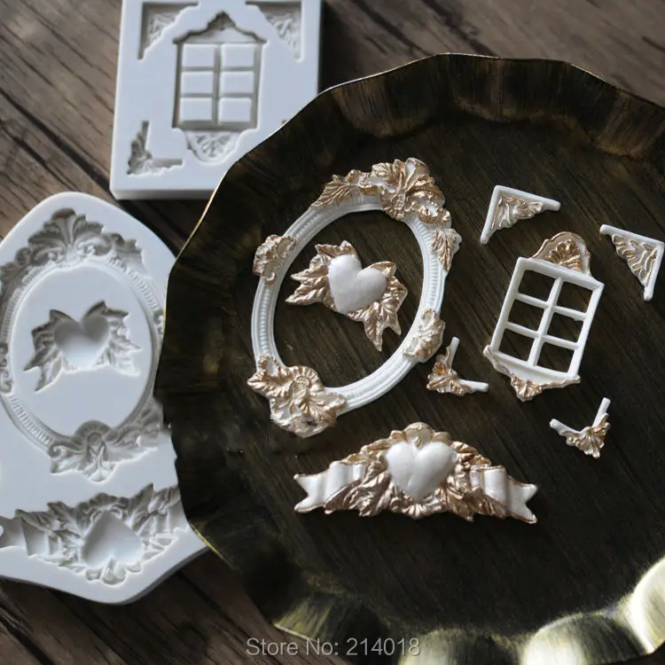 Силиконовые Ретро формы занавески цветы винтажные любовные сердца ленты рамы