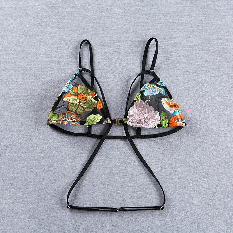 Trymeon девушка Bralette сексуальные трусики с цветочной вышивкой Для женщин нижнее