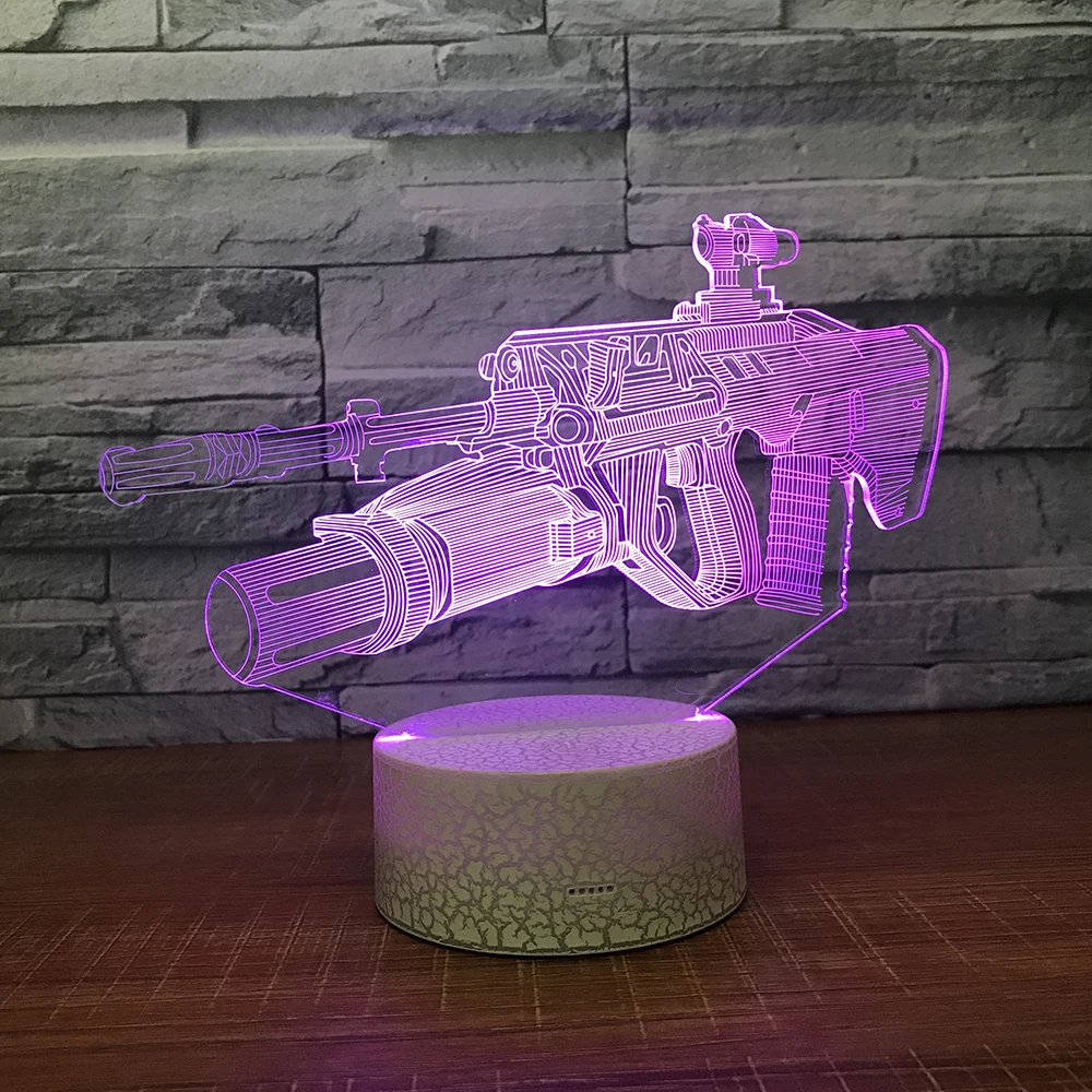 Машина gun3D ночник креативная Иллюзия 3d лампа LED 7 цветов меняющая Настольная для