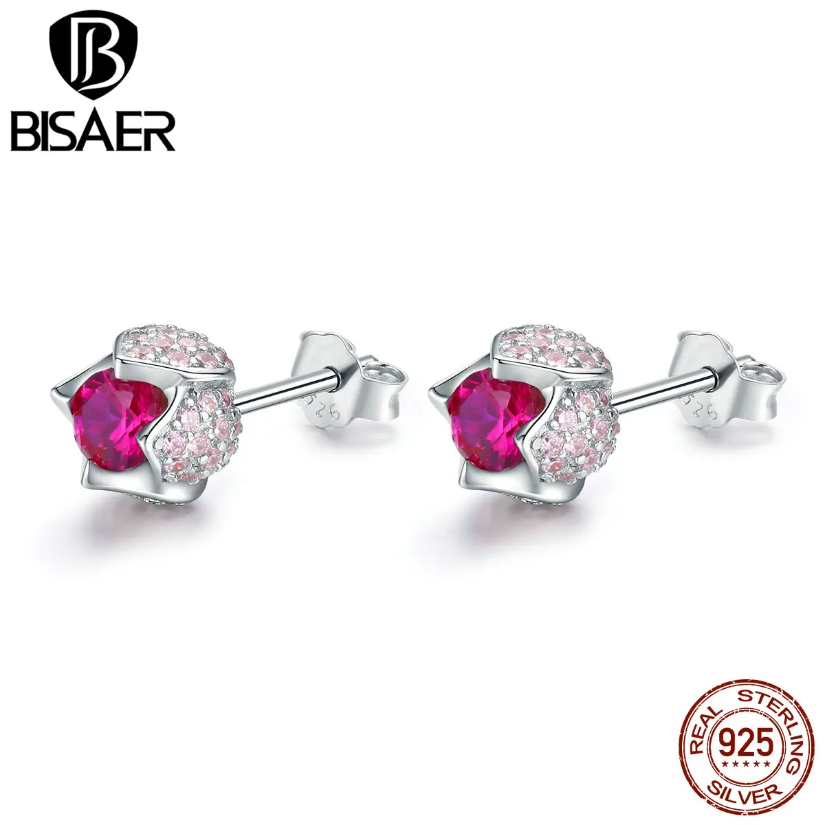 BISAER,, 925 пробы, Серебряная роза, бутоны тюльпанов, Орхидея, серьги-гвоздики для женщин, кубический циркон, серьги, ювелирное изделие EFE042