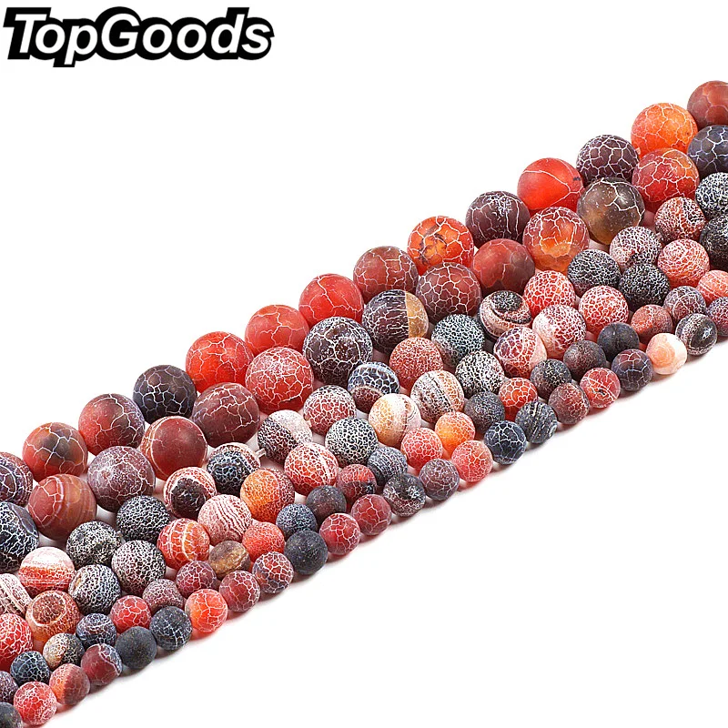 Женский браслет TopGoods натуральный черный и красный бисер из оникса агата ручной