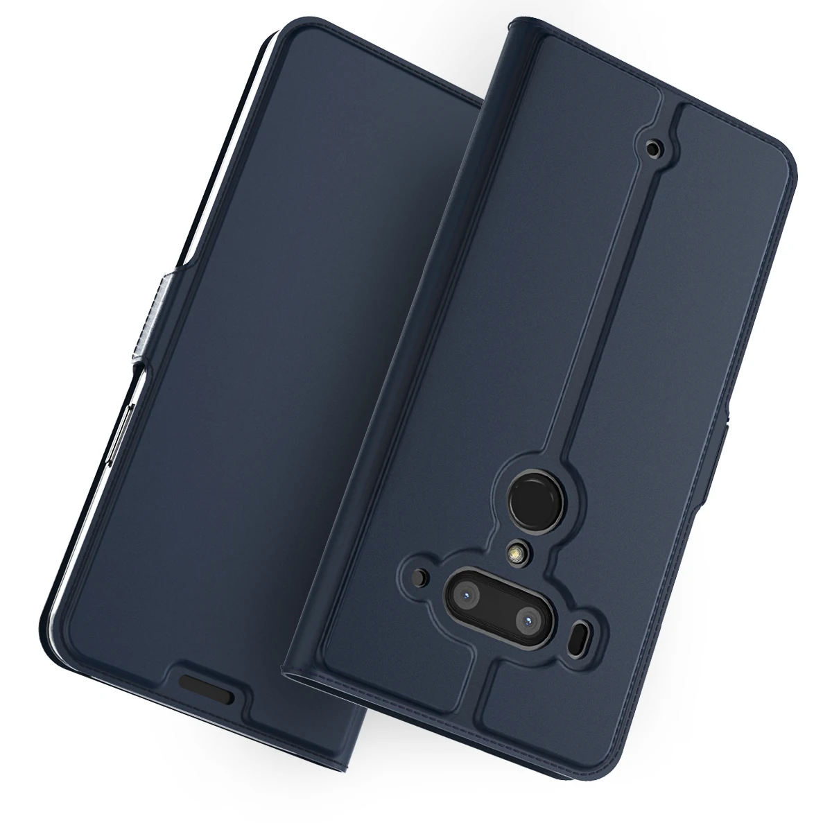 Для htc U12 Plus чехол из искусственной кожи флип-чехол с подставкой Чехол с карманом для всего тела с держателями карт и магнитной пряжкой - Цвет: Синий