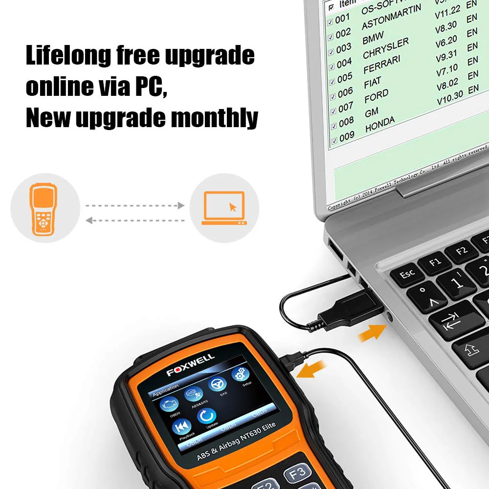 FOXWELL NT630 Elite OBD2 автомобильной сканер ABS SAS подушка безопасности столкновение сброс