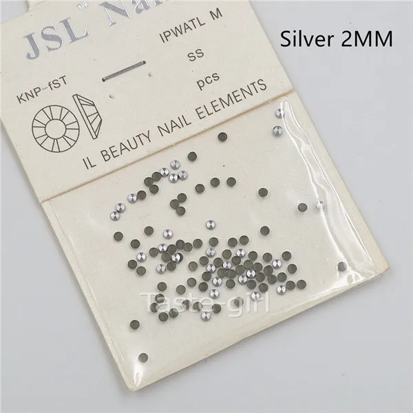 silver 2mm 100 шт круглые металлические 3D Стразы золотистого и серебристого цвета, блестящие украшения для ногтей, аксессуары для ногтей, ювелирные изделия, инструменты 2 мм 3 мм - Цвет: silver 2mm