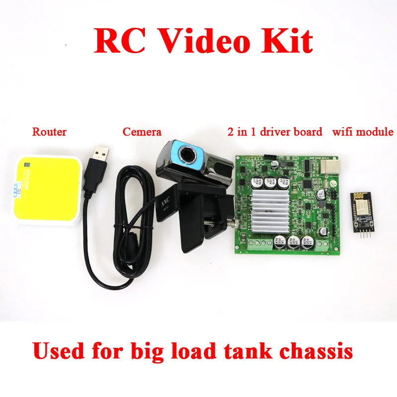 T900 полноприводный видеомонитор шасси бака с Openwrt роутером + HD камерой от ESP8266